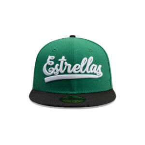 Estrellas Orientales New Era 59FIFTY Fitted Hat – Green & Black with White Script Logo | Official LIDOM Baseball Cap