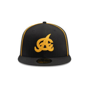 Águilas Cibaeñas New Era 59FIFTY Fitted Hat – Black with Gold Logo & Piping | Official LIDOM Baseball Cap