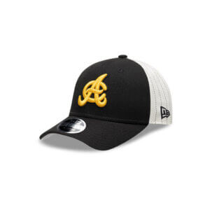 Águilas Cibaeñas New Era 9FORTY Snapback Hat – Black, White Pinstripes & Gold Logo Logo | Official LIDOM Baseball Cap