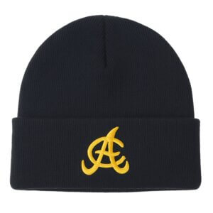 Águilas Cibaeñas Knit Beanie – Black with Gold AC Embroidered Logo | Official LIDOM Winter Hat